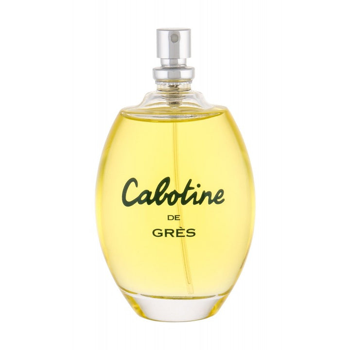 Cabotine 3.4 oz EDP fragrance bottle elegantly displayed in a chic Paris Connection perfumes box. The box features a stylish design inspired by Parisian aesthetics, showcasing a blend of classic and modern elements, perfect for gifting or personal use.