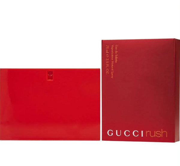 Gucci Rush 2.5 oz Eau de Toilette showcasing its vibrant and alluring design. Available at Paris Connection Perfumes.