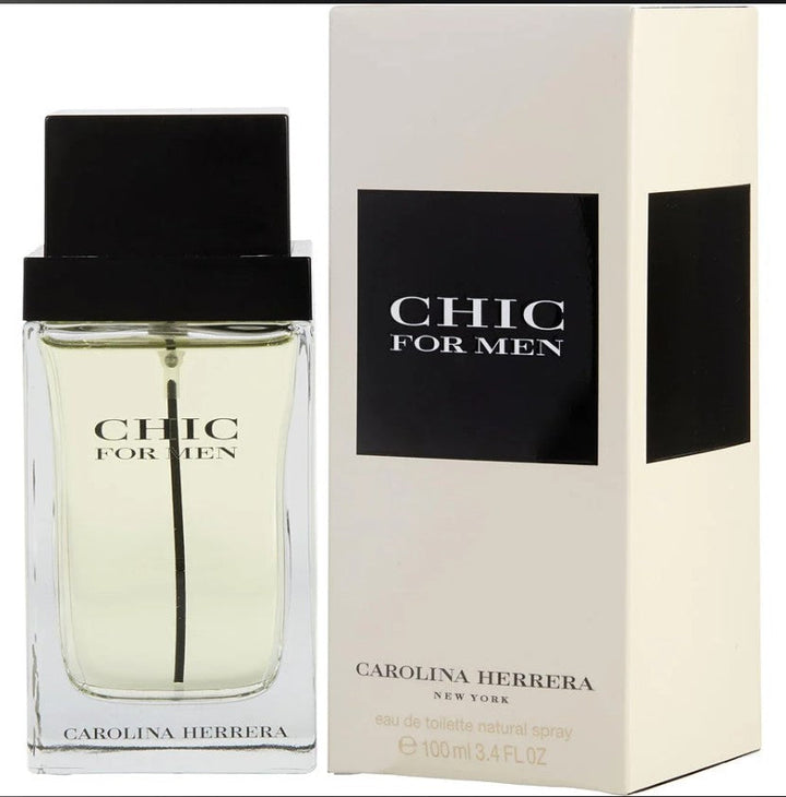 "CHIC 3.4 OZ EDT for Men - Elegant bottle design showcasing the fragrance at Paris Connection Perfumes."