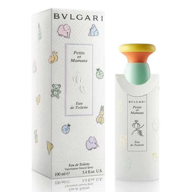 BVLGARI PETITS ET MAMANS 3.4 oz EDP, a delightful fragrance designed for mothers and children, featuring a charming bottle and elegant packaging.