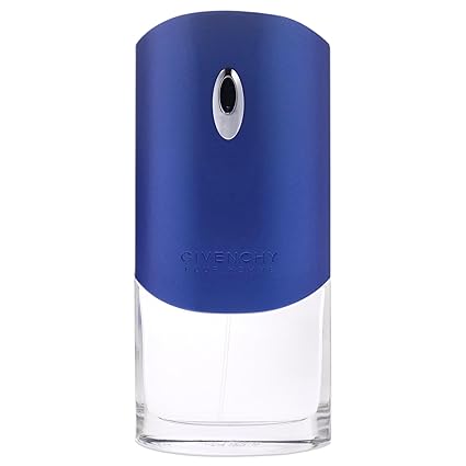 A 3.3 oz bottle of Blue Label Givenchy EDT Spray for Men, featuring a sleek blue and silver design, delivering a fresh and dynamic scent for the modern man. Avail at Paris Connection Perfumes!