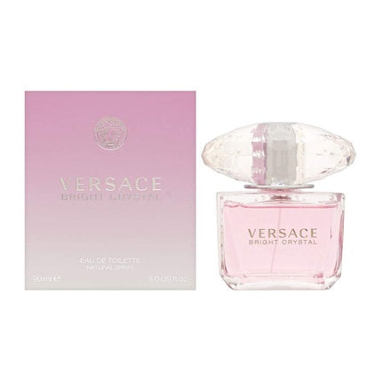 A 3 oz bottle of Versace Bright Crystal EDT Spray by Paris Connection Perfumes, featuring an elegant design with a faceted crystal cap, exuding a fresh and floral fragrance perfect for any occasion.