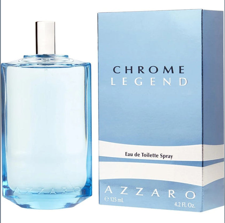 CHROME LEGEND 4.2OZ EDT for Men displayed elegantly at Paris Connection Perfumes, showcasing its sleek bottle design and captivating fragrance.