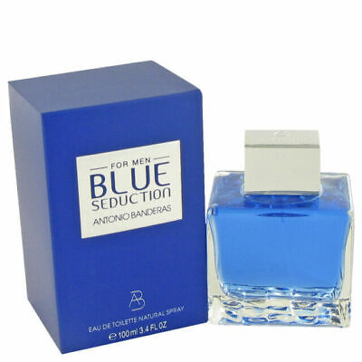 Blue Seduction EDT Spray, 3.4 oz by Paris Connection Perfumes, in a modern clear bottle, presenting a crisp and invigorating scent perfect for casual elegance.