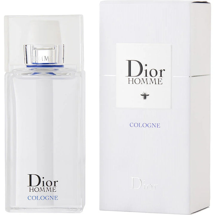 DIOR HOMME COLOGNE 4.2 OZ bottle elegantly designed with a sleek, modern silhouette, housed in a stylish box. Available at Paris Connection Perfumes, this fragrance combines sophistication and charm.