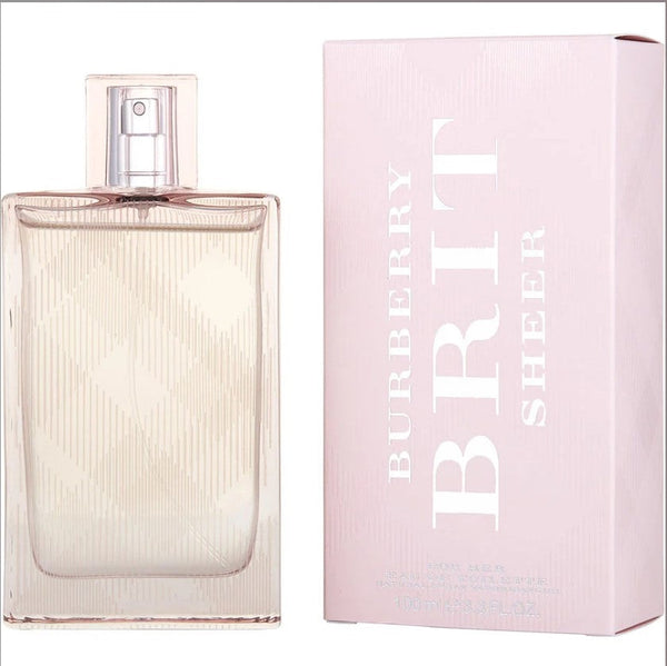 BURBERRY BRIT SHEER 3.3OZ EDT WOMEN bottle with soft pastel colors. Available Paris Connection Perfumes.com