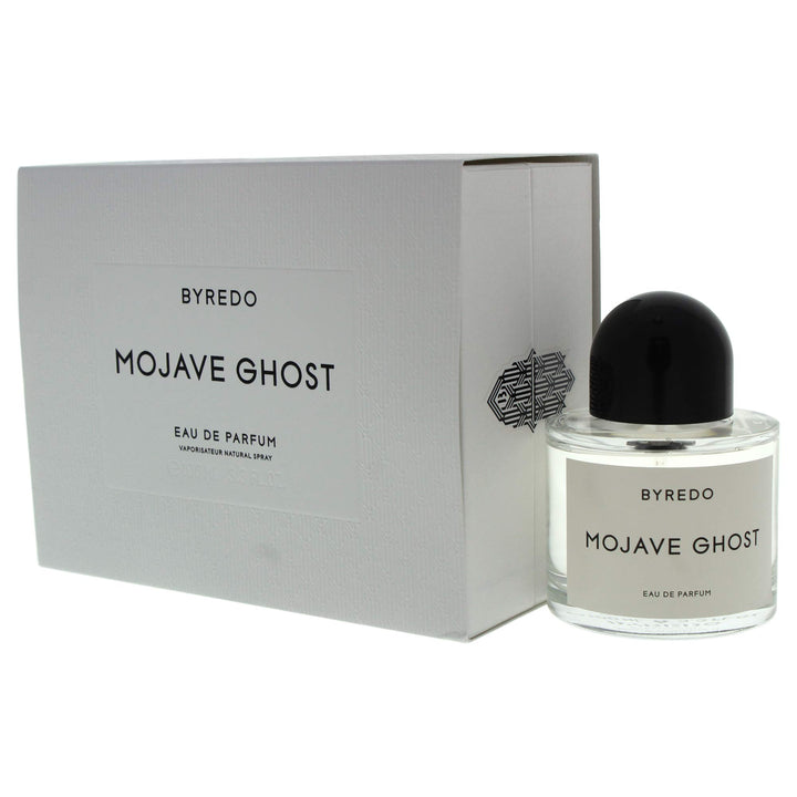 BYREDO GHOST 3.3 oz Eau de Parfum displayed alongside an elegant Paris Connection perfumes box, featuring a chic design inspired by the essence of Paris, embodying sophistication and artistry in fragrance.