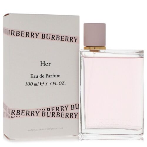 Burberry Her Parfum Eau De Parfum Spray 3.3 oz, a luxurious fragrance capturing the essence of Parisian elegance with notes of berry, jasmine, and vanilla, perfect for adding a touch of sophistication to any occasion.