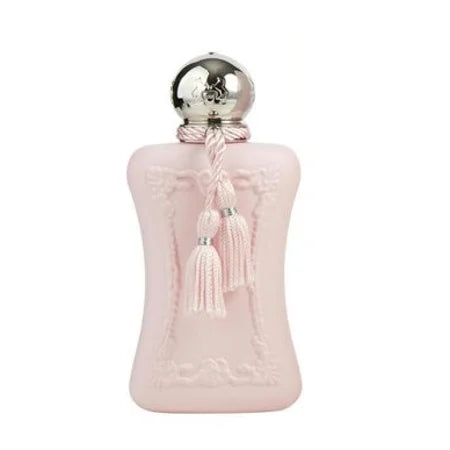 DELINA EXCLUSIF 2.5 OZ PARFUM by Paris Connection Perfumes, elegantly presented in a stunning, floral-inspired bottle that captures the essence of luxury, nestled in a beautifully designed box adorned with intricate patterns.