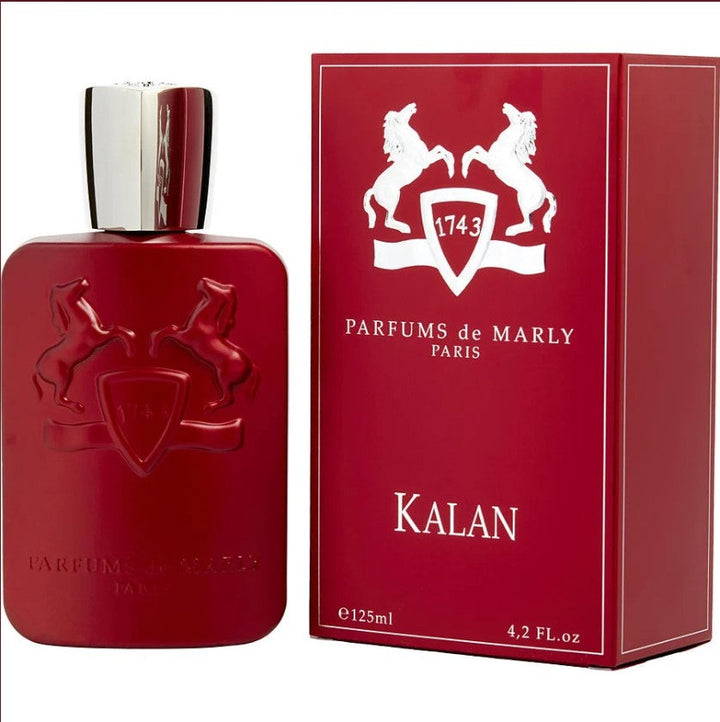 Kalan 4.2 oz EDP bottle artfully presented, highlighting its luxurious design and captivating fragrance, available at Paris Connection Perfumes.