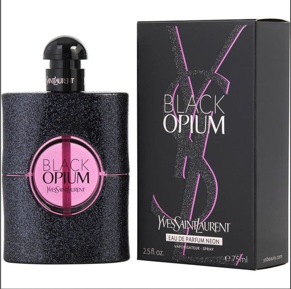 Black Opium Neon 2.5 oz Eau de Perfume for Women available at Paris Connection Perfumes – A bold, electrifying fragrance with vibrant coffee, jasmine, and orange blossom notes.