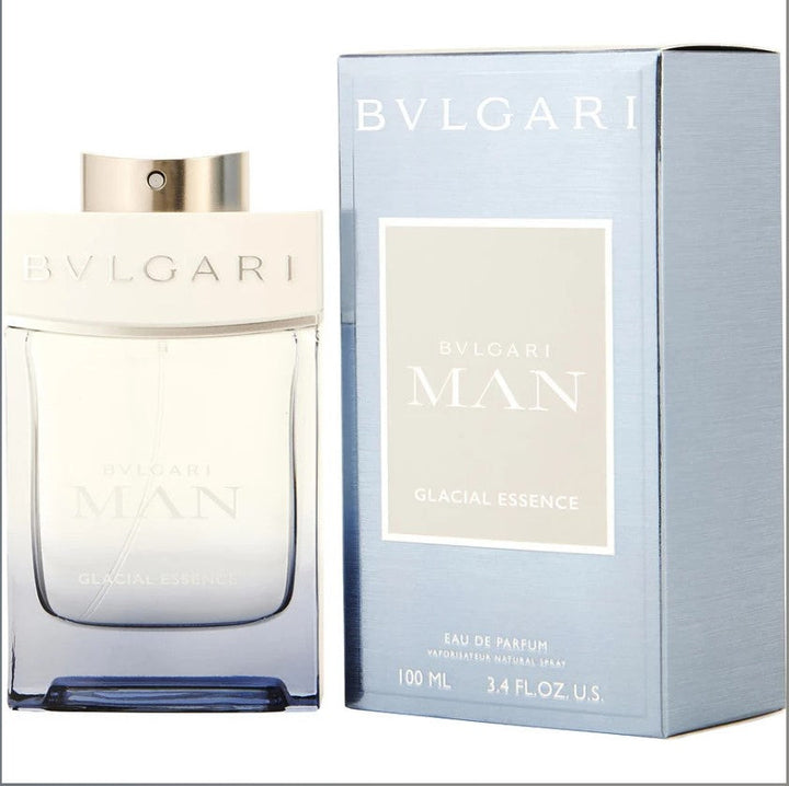 BVLGARI MAN GLACIAL ESSENCE 3.4 OZ bottle with a cool, icy theme.