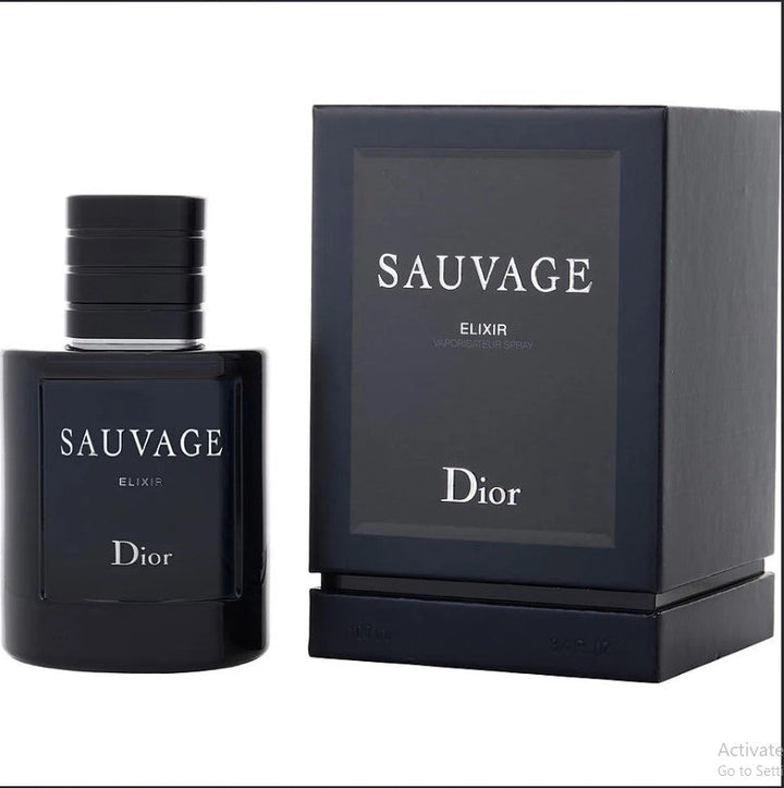 Dior Sauvage Elixir 3.4 oz for Men features a rich blend of warm spices and fresh citrus notes for a distinctive aroma.