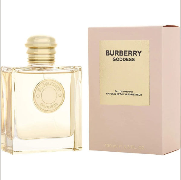 BURBERRY GODDESS 3.3 OZ EDP Women bottle elegantly displayed. Available at Paris Connection Perfumes.com