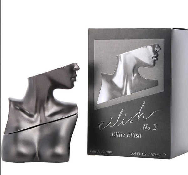 Billie Eilish No2 Eau de Parfum 3.4 oz bottle showcased at Paris Connection Perfumes, featuring a unique design reflecting Billie Eilish's artistic style.