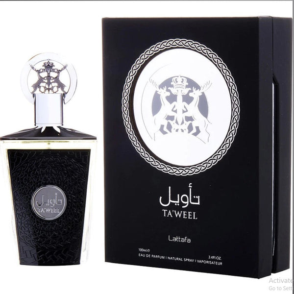 TA'WEEL LATTAFA 3.4 OZ EDP Spray Unisex from Paris Connection Perfume, featuring a bold blend of citrus and spices. Available at Paris Connection Perfumes.