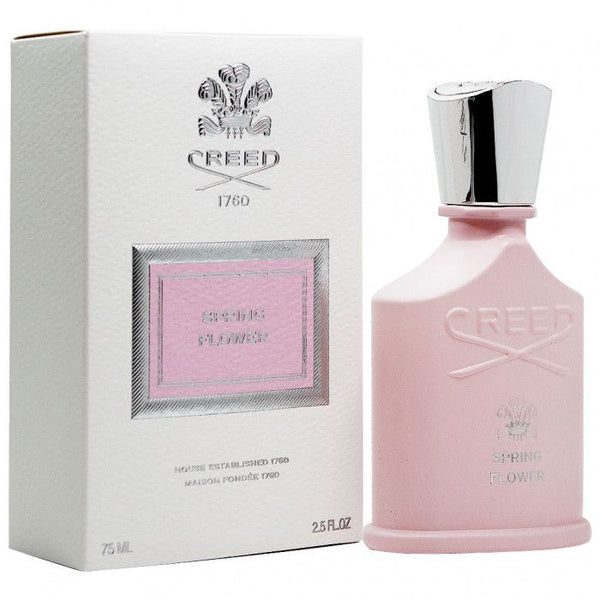 The beautifully crafted Creed Spring Flower Eau De Parfum Spray 2.5 oz from Paris Connection Perfumes comes in a stunning glass bottle adorned with soft curves, packaged in a vibrant and chic box that embodies the refreshing spirit of spring.