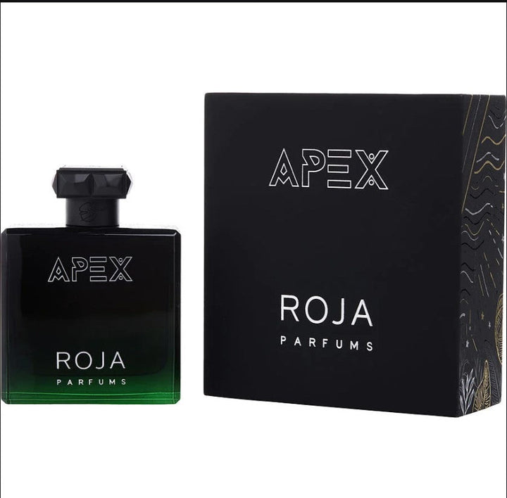 APEX ROJA 3.4 OZ EDP for men, featuring a sleek and modern bottle design, showcasing deep red accents that symbolize intensity and allure, set against an elegant background.