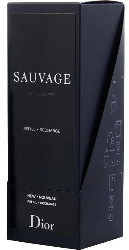 Box of Dior Sauvage fragrance displayed on Paris Connection Perfumes. The sleek design reflects the bold and adventurous spirit of the scent, perfect for the modern man.