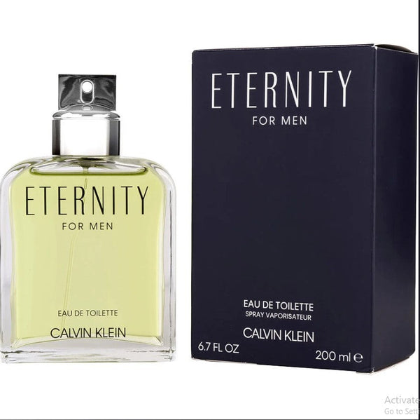 Eternity 6.7 oz EDT for Men representing a bold and invigorating fragrance.