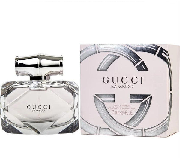 Gucci Bamboo 2.5 oz EDP spray for Women in an elegant bottle showcasing femininity. Available at Paris Connection Perfumes.