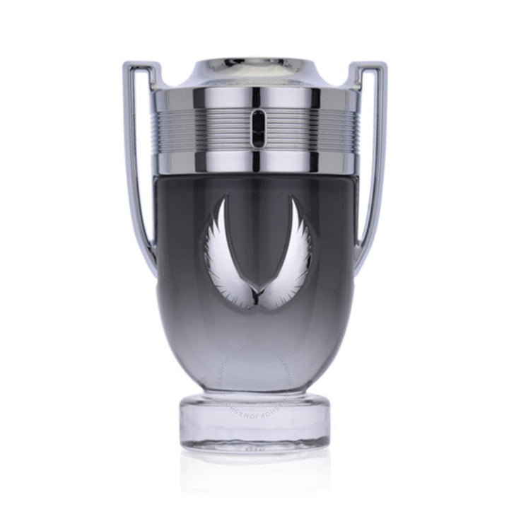 Invictus Platinum 3.4 oz EDP showcased at Paris Connection Perfumes, featuring an elegant bottle design with a platinum finish, representing luxury and power in a captivating scent.

