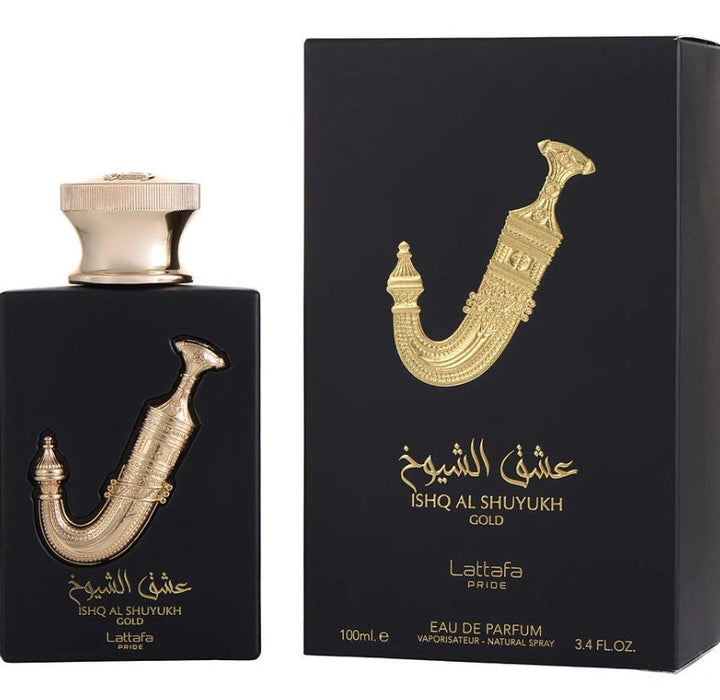 Ishq Al Shuyukh Gold 3.4 oz EDP is a rich and luxurious fragrance for women-Paris Connection Perfumes.