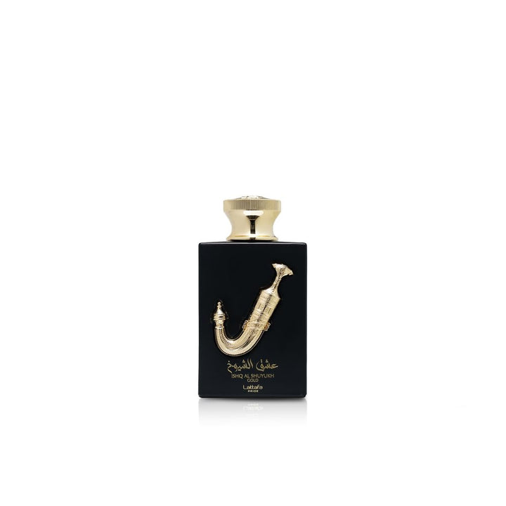 Ishq Al Shuyukh Gold 3.4 oz EDP available at Paris Connection Perfumes, showcasing a rich blend of warm and spicy notes that evoke a sense of romance and sophistication for any occasion.






