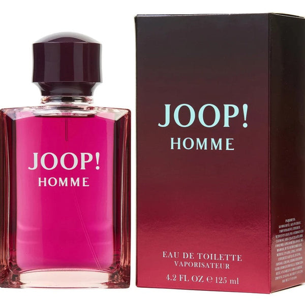 Joop 4.2 oz Eau de Toilette, a bold and vibrant fragrance in a striking blue bottle, featured at Paris Connection Perfumes.