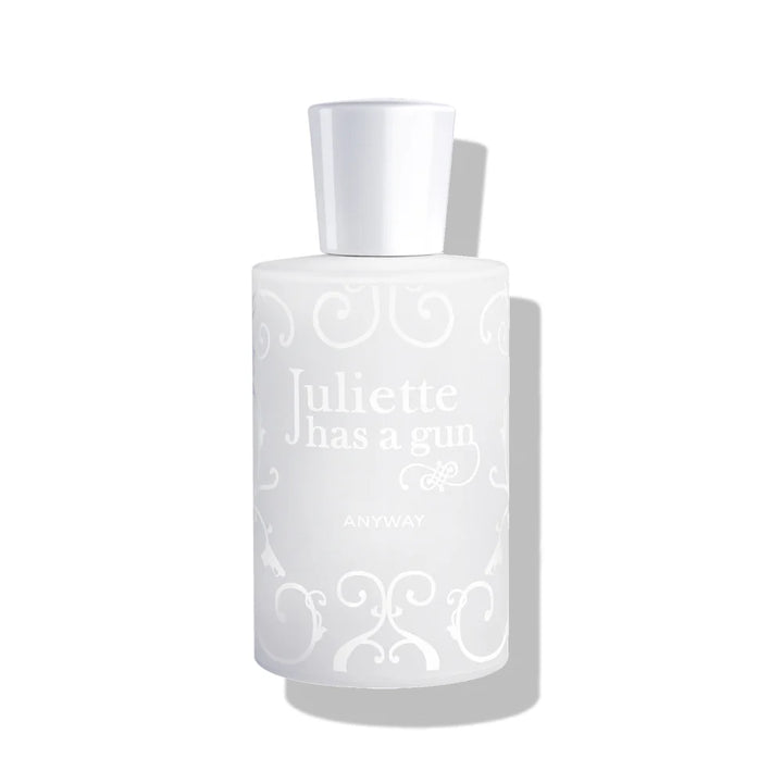 A captivating display of Juliette Has A Gun Anyway 3.3 oz EDP, showcasing its unique packaging and vibrant scent profile, featured at Paris Connection Perfumes.