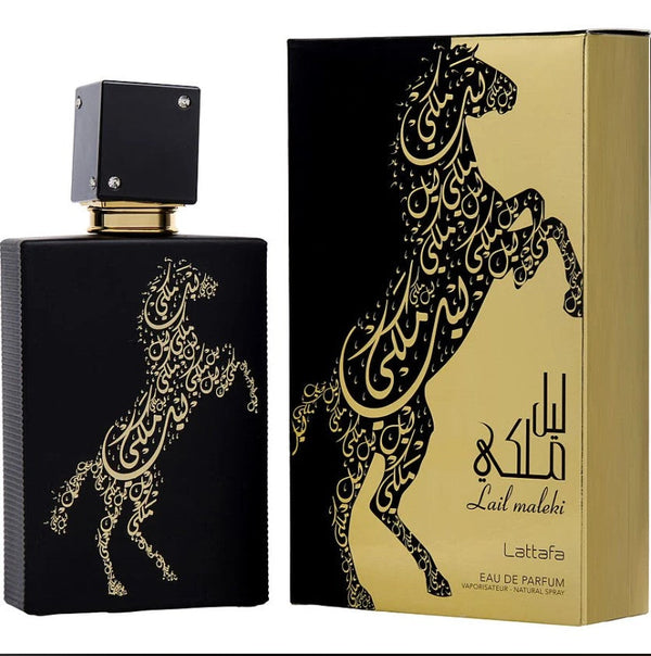 LAILMALEKI 3.4 OZ EDP bottle featuring an elegant design with a clear glass container and a stylish cap, showcasing the fragrance inside, set against a clean backdrop.