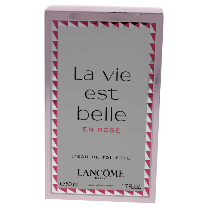 LA VIE EST BELLE EN ROSE opens with a lively blend of red fruits, including raspberry and pink pepper, offering a sweet and sparkling introduction. Available at Paris Connection Perfumes.