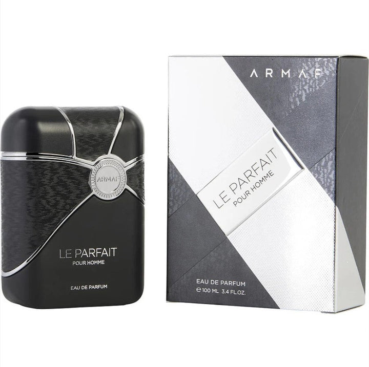 LE PARFAIT ARMAF 3.4 OZ EDT M bottle displayed with a sleek design, showcasing its elegant packaging and branding, perfect for fragrance enthusiasts looking for a distinctive scent option at Paris Connection Perfumes.