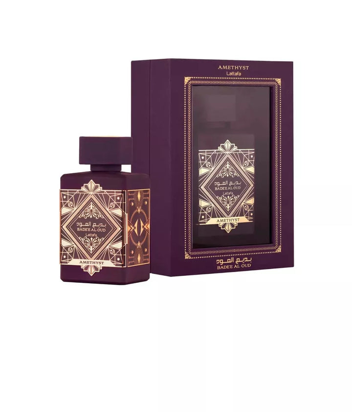 Lattafa Badee Al Oud Amethyst now available at Paris Connection Perfumes. This 3.4 oz fragrance is crafted for the discerning individual who appreciates opulence and sophistication, making it an exquisite addition to your perfume collection.