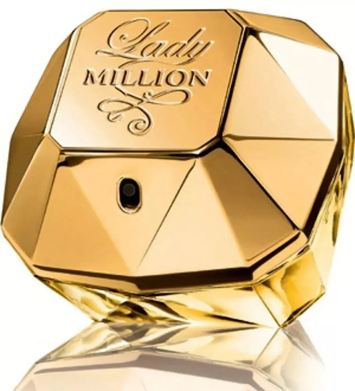  Paco Rabanne Lady Million now available at Paris Connection Perfumes. This 2.7 oz fragrance is designed for the bold and confident woman who knows her worth and is unafraid to shine.