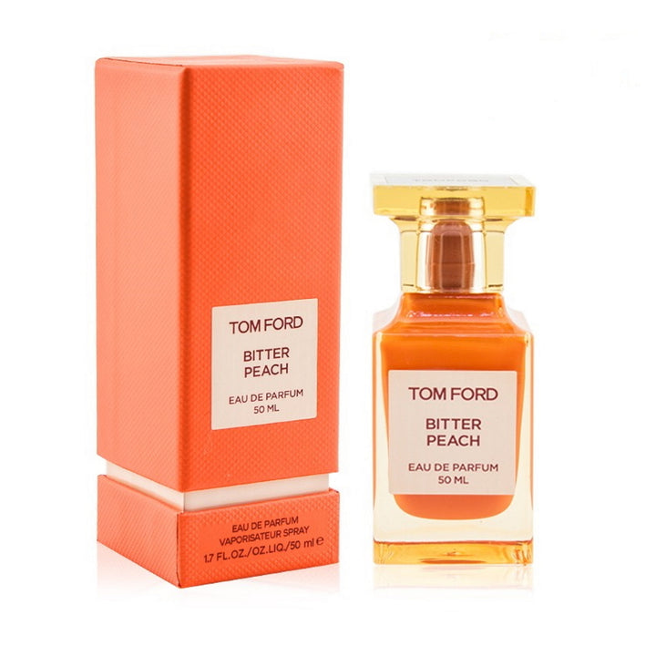 Tom Ford Bitter Peach Unisex Eau De Parfum Spray 1.7 oz, available at Paris Connection Perfumes, is an audacious fragrance that blends the sweetness of ripe peach with bitter almond and rich vanilla.