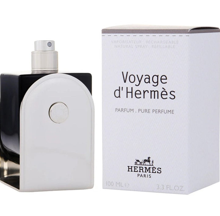 Hermes Voyage 3.3 oz Parfum features a fresh and invigorating fragrance. Available at Paris Connection Perfumes.