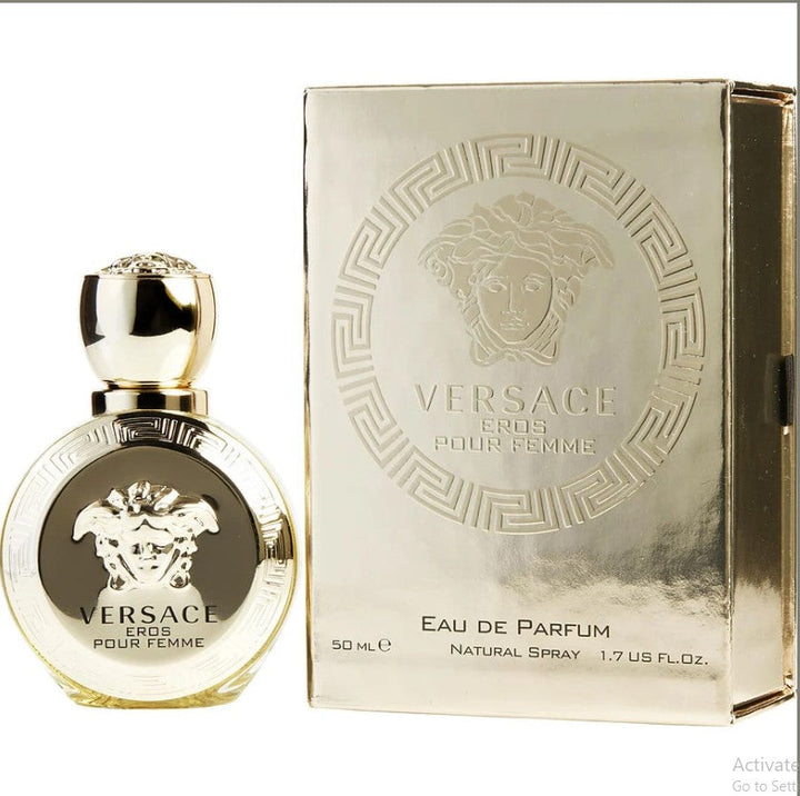 Versace Eros 1.7 OZ EDP W omen bottle with captivating fragrance at Available at Paris Connection Perfumes.