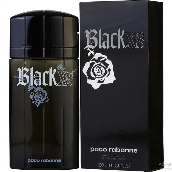 XS Black by Paco Rabanne 3.4 OZ Eau de Toilette for Men, Paris Connection Perfume bottle with contemporary design and alluring scent.
